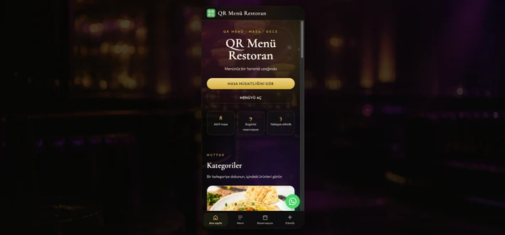 QR Menü Scripti – Dijital Menü, Masa Rezervasyonu ve Etkinlik | v1