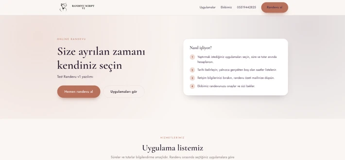 Randevu Yönetim Sistemi – Online Randevu ve Rezervasyon Scripti | v1